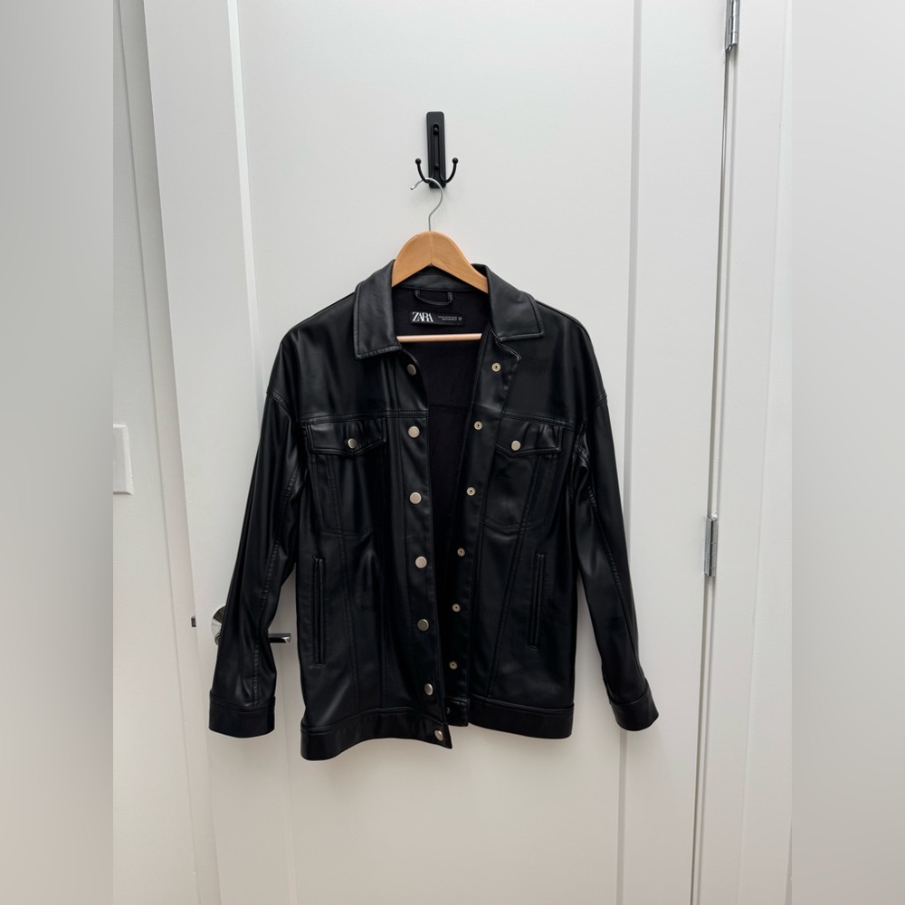 Zara Black Faux Leather Jacket